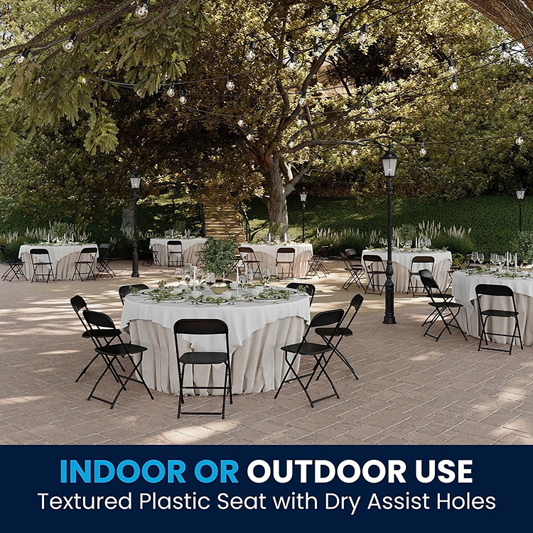 White Plastic Folding Chair Steel Frame Commercial Event Chair for Office Wedding Party Picnic Kitchen Dining Church School