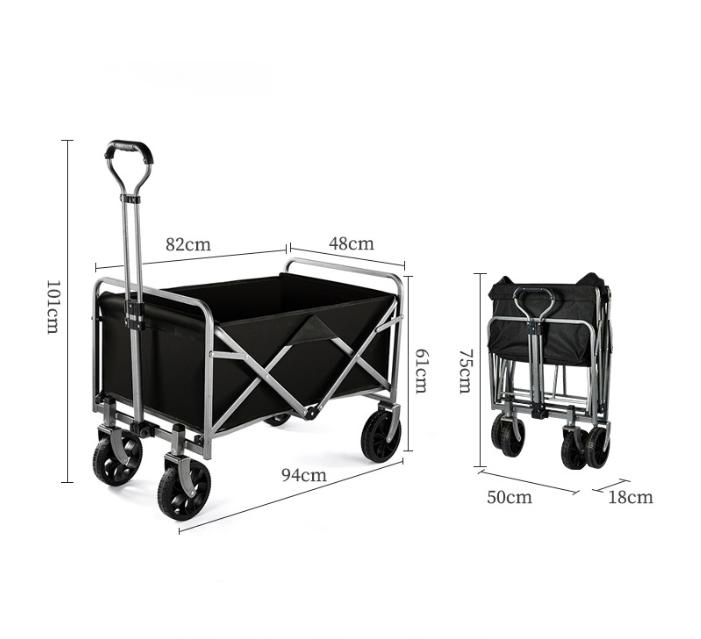 Outdoor Folding Small Carts Camping and Picnic Trailers Rear Door Open Camping Cart Carts Integrated
