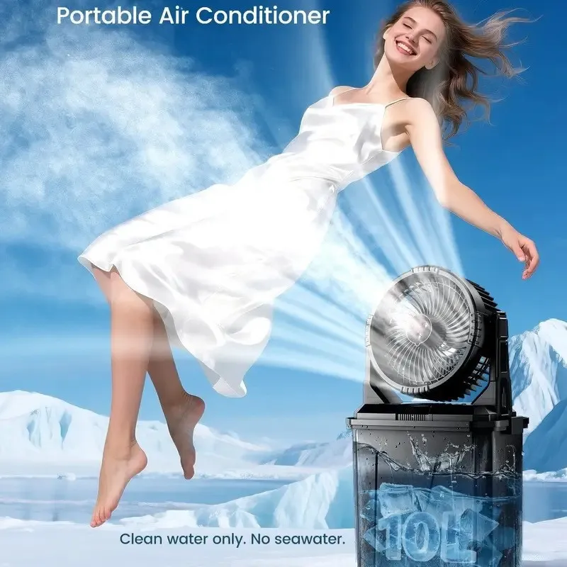 Long Battery Storage Portable Camping Mist Cooling Fan
