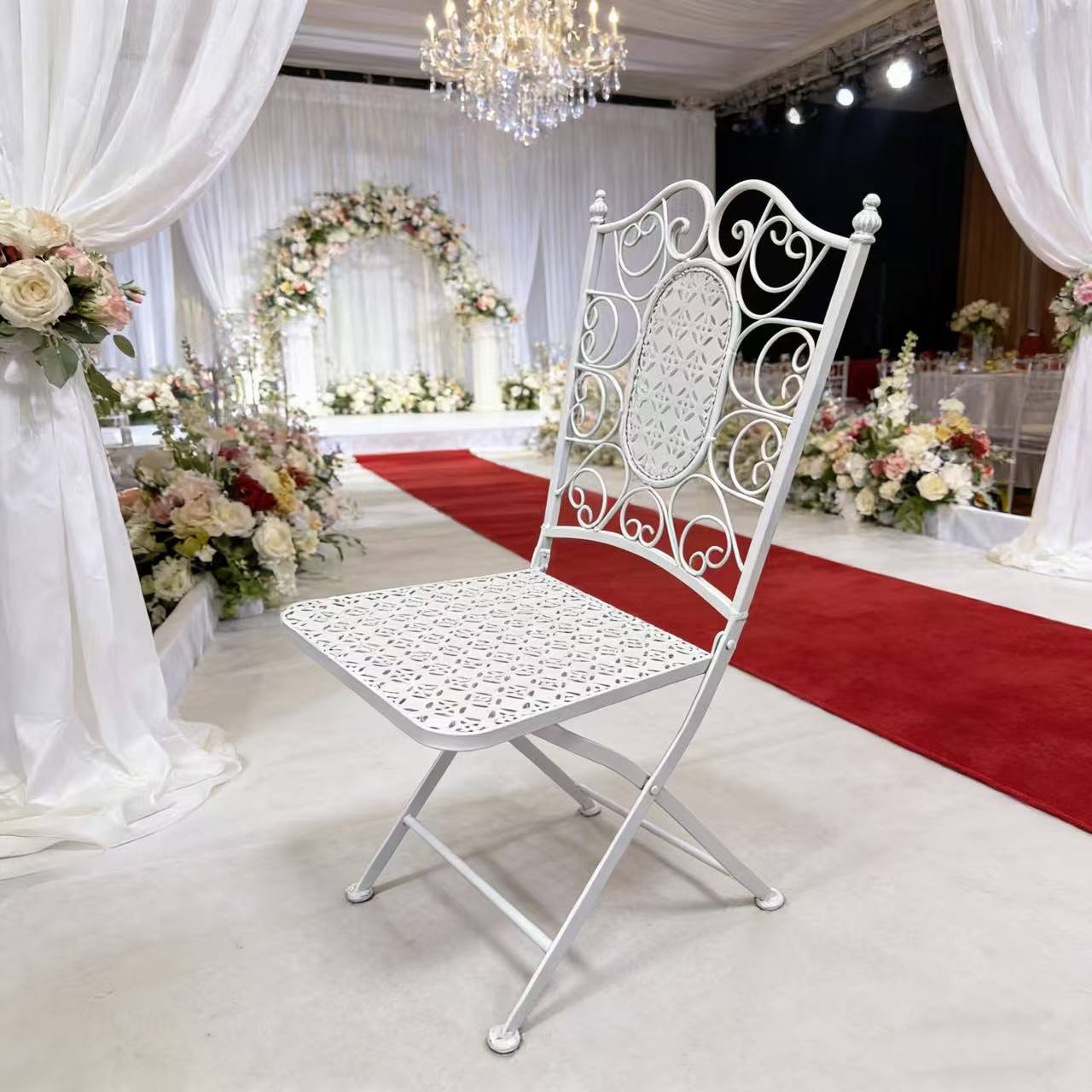 Modern European Wrought Iron Metal Wedding Folding Chair Wedding Folding butterfly Chair Wedding Restaurant Party