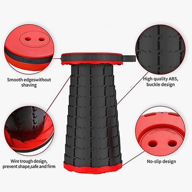 Outdoor Sturdy Portable Plastic Folding Telescopic Seats Round Folding Stool Portable Collapsible Stools
