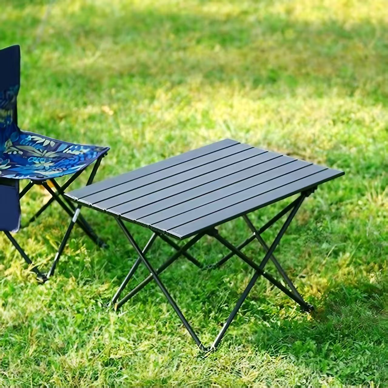 Outdoor Foldable Camping Table Integrated Egg Roll Design Rectangular Iron Frame for Picnics Setting Stalls &amp; Self-Driving Trips