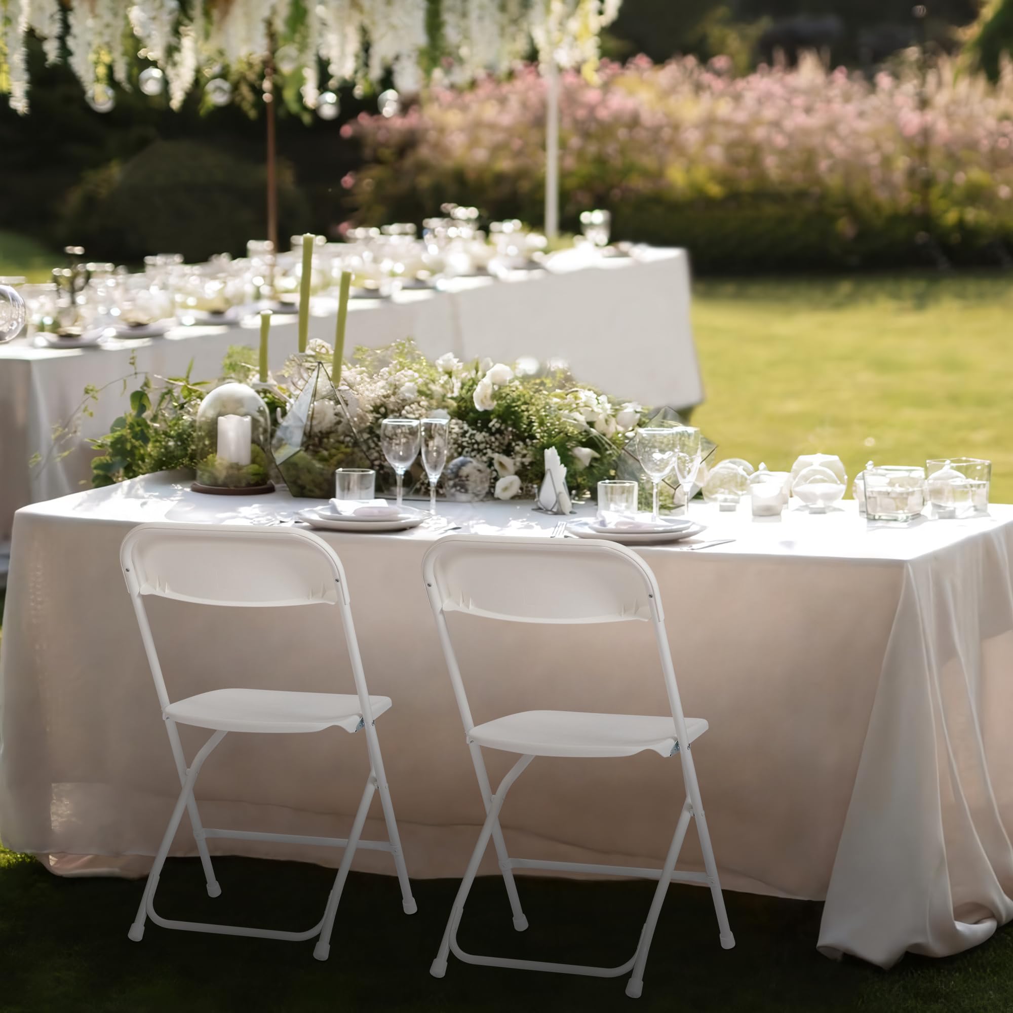 Indoor Outdoor Portable Stackable Commercial Seat with Steel Frame White Plastic Folding Chair for Events Office Wedding
