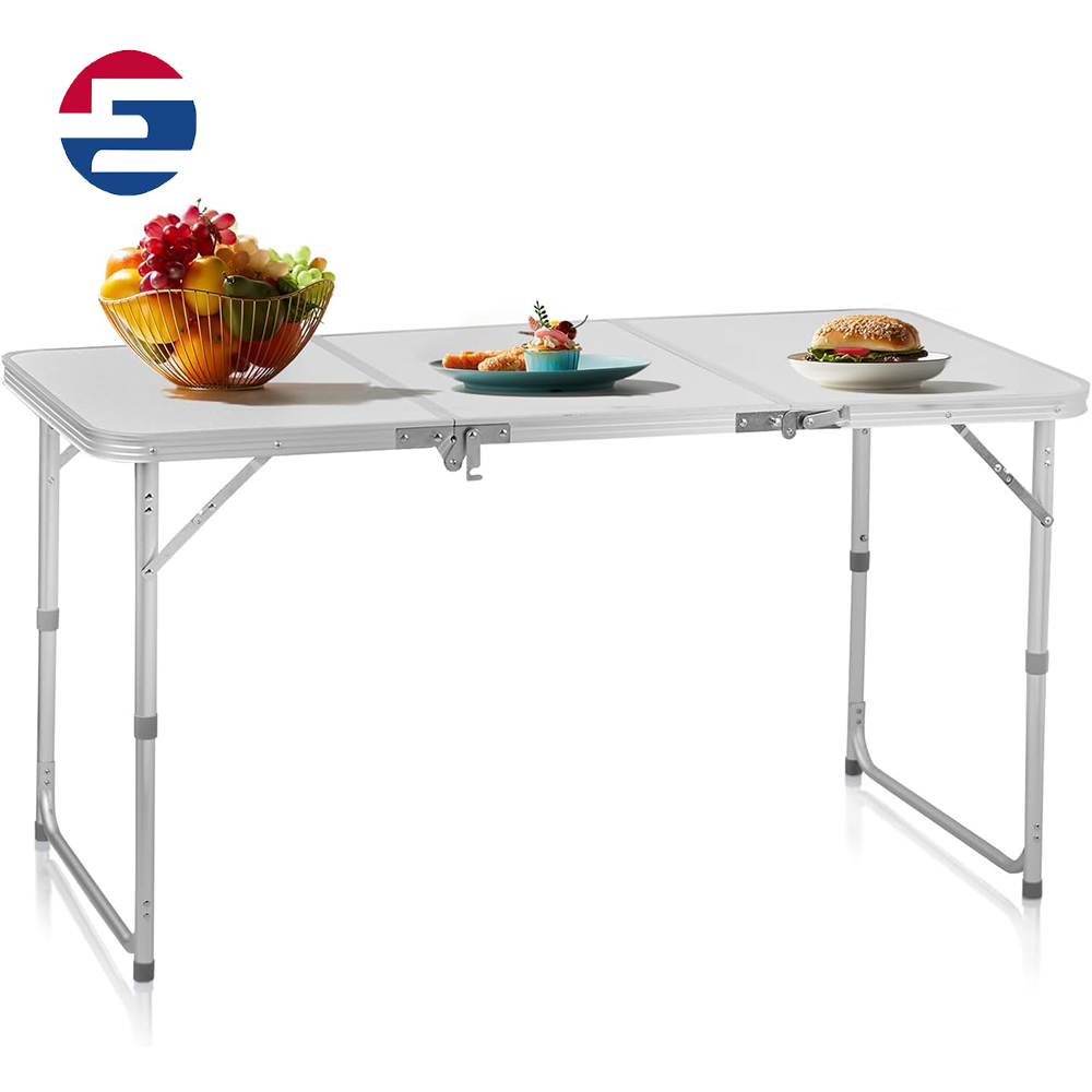 Folding Portable Table, Adjustable Height, Outdoor Waterproof Aluminum Lightweight Suitcase Table for Picnic, BBQ, Beach, Dining