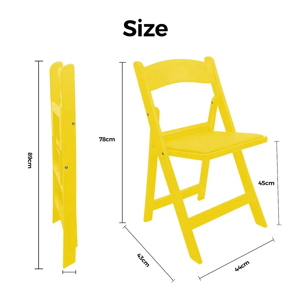 Folding Resin Plastic Chair in Custom Colors: White, Black, Blue, Yellow