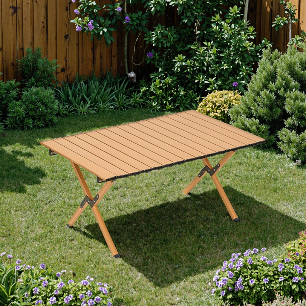 Wholesale Outdoor Egg Roll Table and Chair Set Carbon Steel Folding Camping Table and Chair for Outdoor Activities