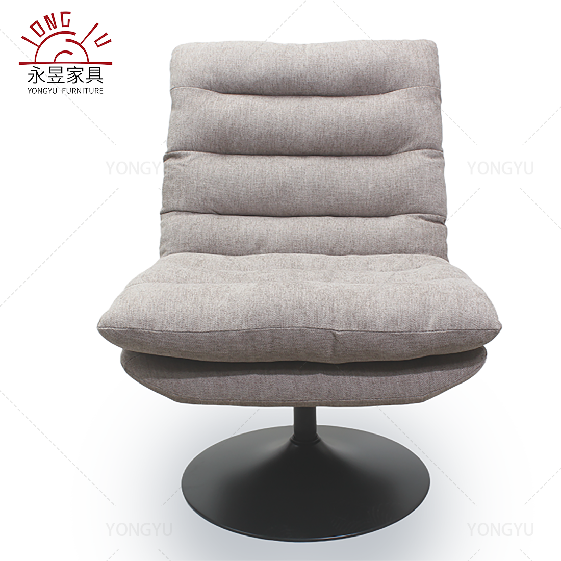 Modern Design Foldable Leisure Swivel Chair Comfortable Linen Fabric Backrest Metal Legs Adjustable Height Home Home Furniture