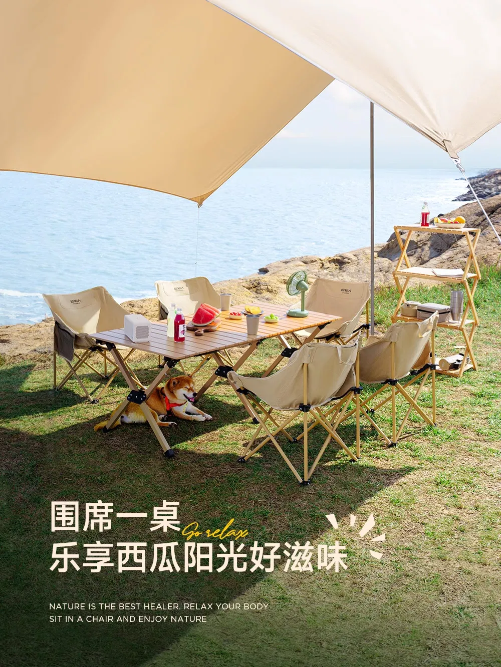 Folding Table complete dimension layout and storage details