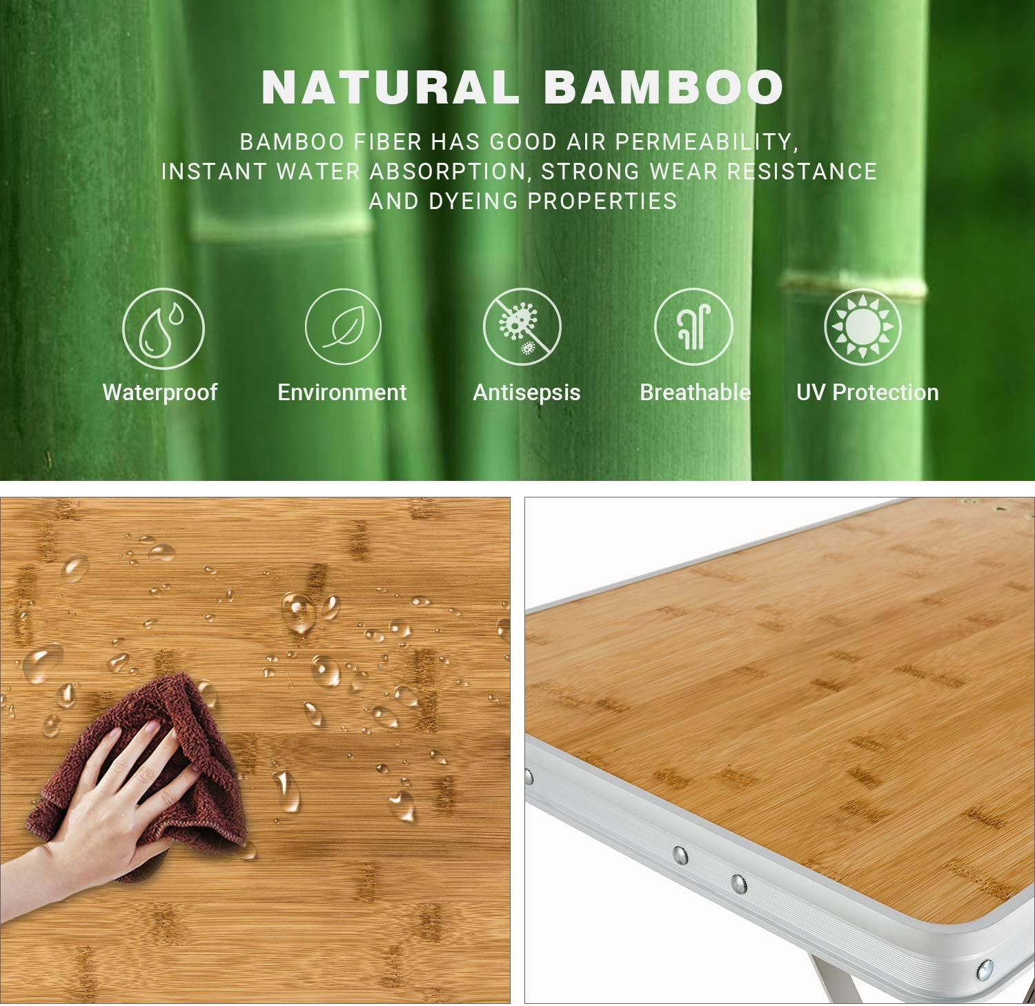 Kamp Sandalyesi Masa Dobravel Plegable Portable Outdoor Bamboo Folding Table Adjustable Wood Foldable Table De Camping for Pi