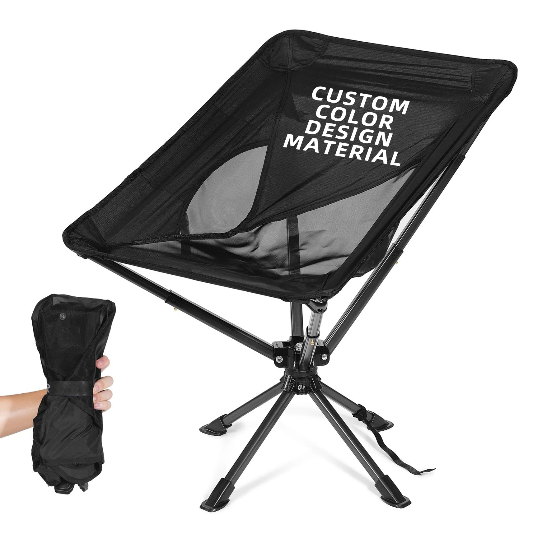 Portable Lightweight Aluminum Compact Outdoor Swivel Chair Adults Backpack Folding Chair for Camping Travel Hiking Beach Picnic