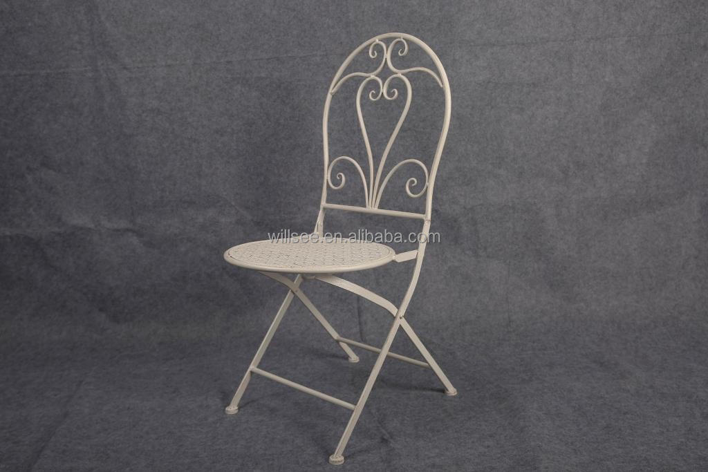 HE-1315 Wedding Outdoor Garden Decorative White Metal Folding Chair Folding Outdoor Bistro Garden Metal Wrought Iron Chairs