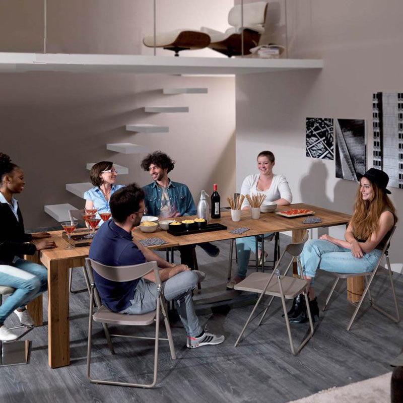 Manutti Nordic Bamboo Dining Table Telescopic Foldable Rectangular 8-Person Simple Small Apartment Invisible Table Chair
