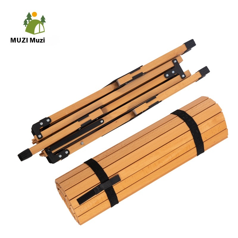 Muzi Portable Egg Roll Table Multifunctional Solid Wood Beech Folding Night Market Stall for Outdoor Camping Outdoor Furniture