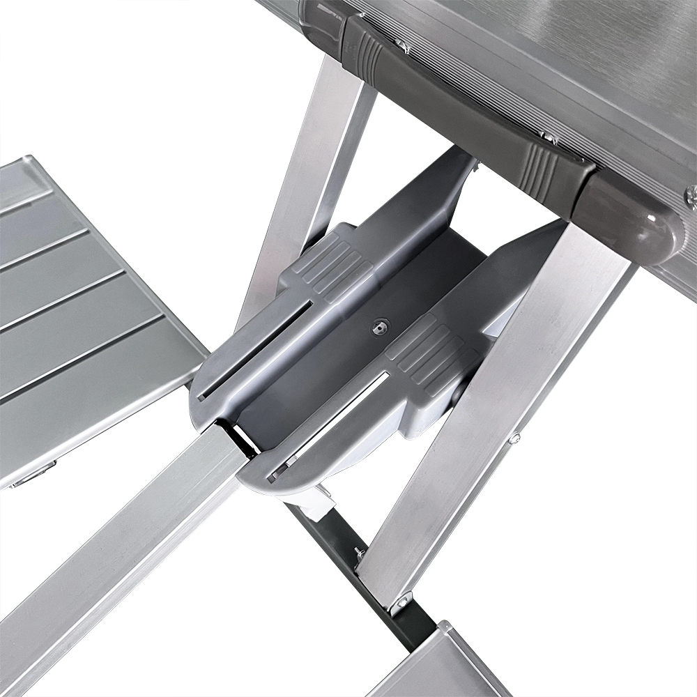 Aluminum Folding Picnic Table with 4 Seats Portable Camping Table with Bench Outdoor Suitcase Table for BBQ Picnic Hiking