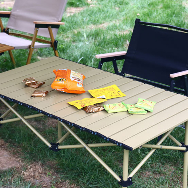 Wholesale Stock Outdoor Camping Egg Roll Table Convenient Foldable Square Metal Non-Slip Stable for Picnic Parties