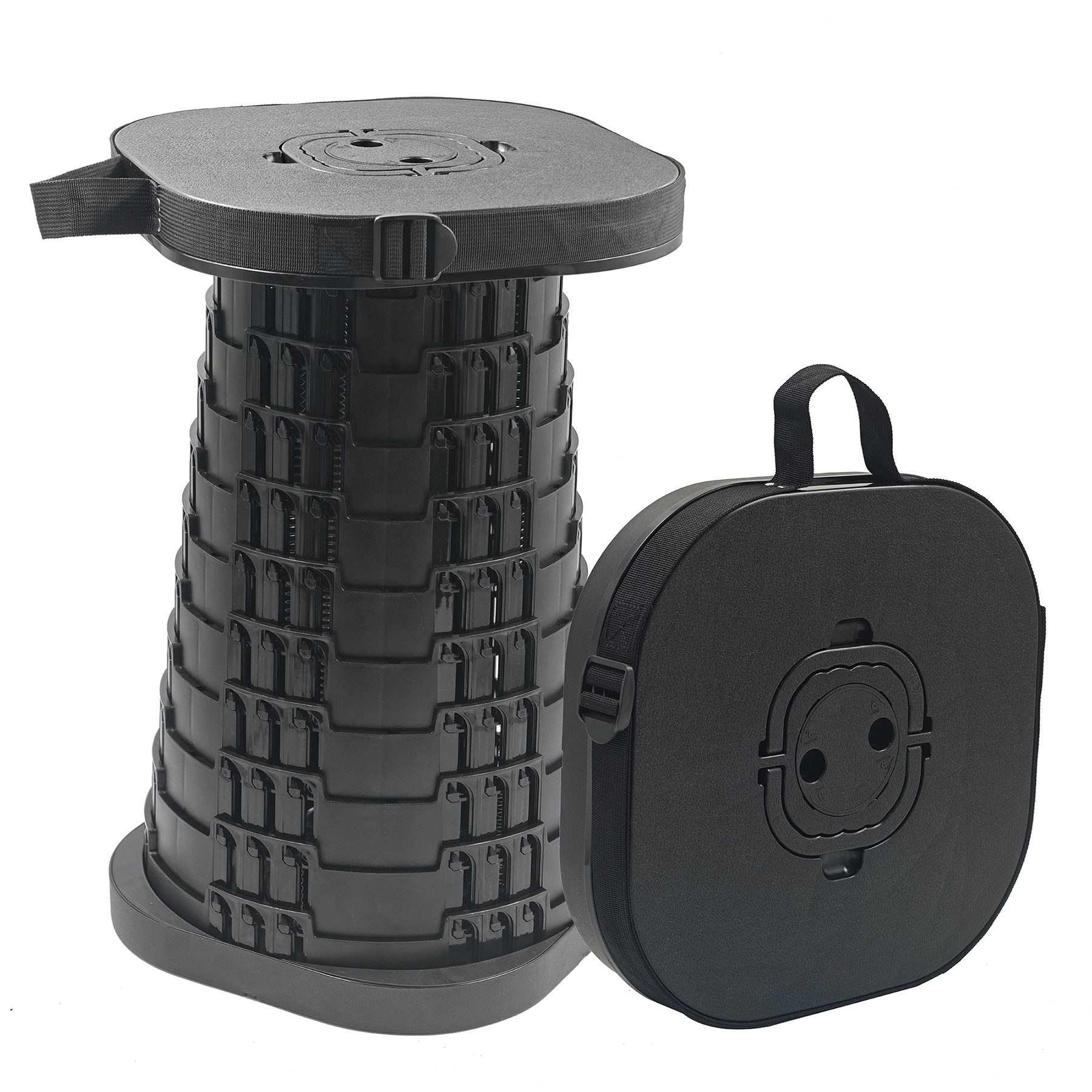 Portable XXL 50cm Tall Collapsible Stool Outdoor Camping Hiking Beach Heavy Duty Plastic Telescoping Stand Fishing Picnics