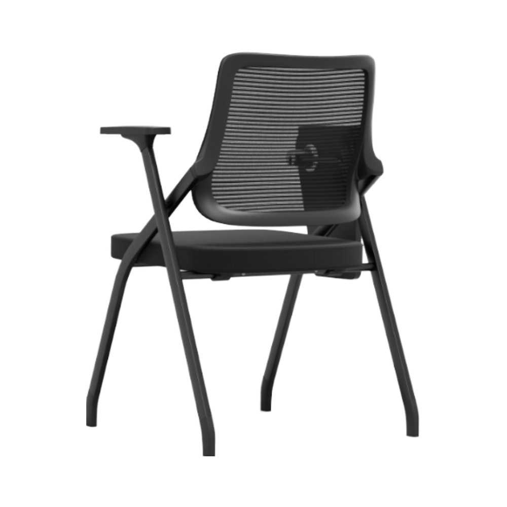 Comfortable Portable Folding Rocking Open Back Training Desk Chair Contemporary Fabric Stainless Steel Frame Fixed Office Chair