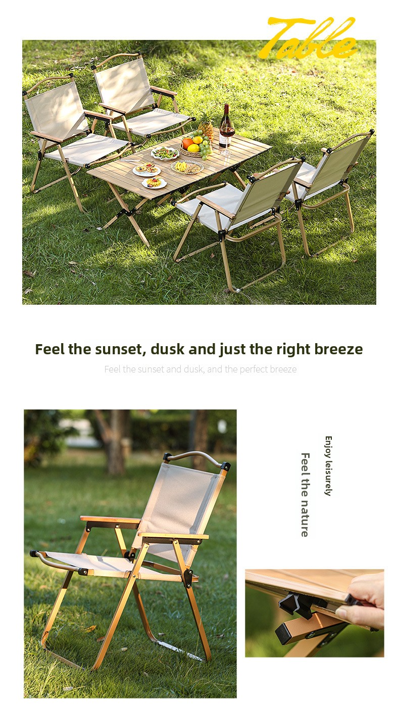 Wholesale Outdoor Egg Roll Table and Chair Set Carbon Steel Folding Camping Table and Chair for Outdoor Activities