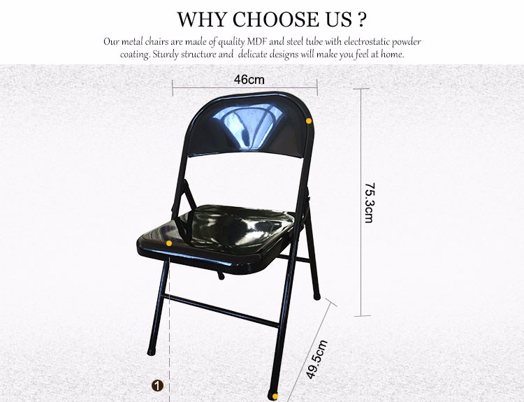 Multi-Application Metal Folding Chair Steel Leisure Chair for Outdoor Bedroom Hotel School Park Apartment Gym Use