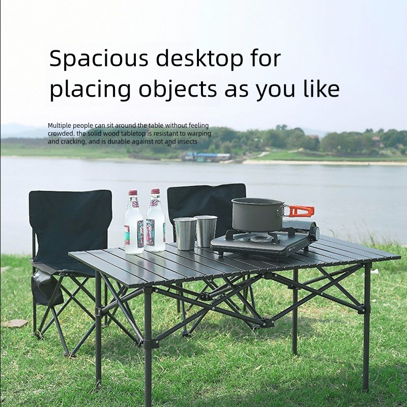 Outdoor Furniture Set Folding Table Durable Carbon Steel Egg Roll Table for Family Garden Patio and Picnic Activities