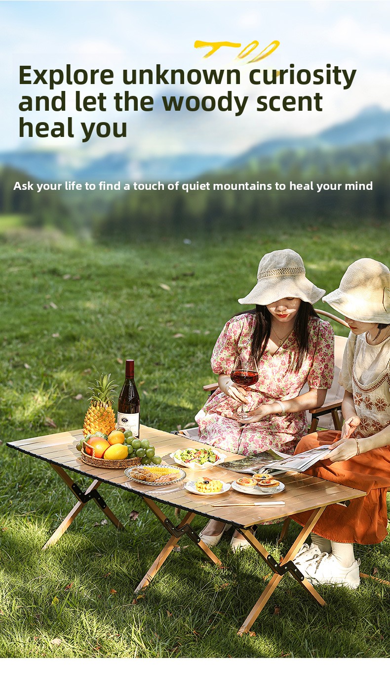 Wholesale Outdoor Egg Roll Table and Chair Set Carbon Steel Folding Camping Table and Chair for Outdoor Activities