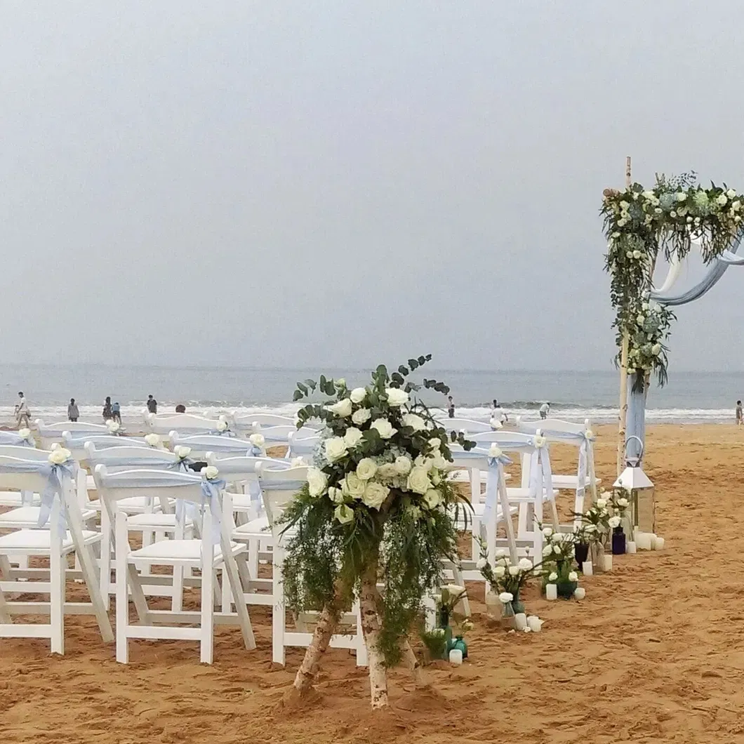 Outdoor Portable White Plastic Resin Folding Chair for Wedding Camping Details