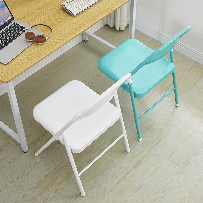 Wrought Iron Folding Chair | Portable Dining Stool with Backrest | Easy-Carry Design for Home &amp; Kitchen