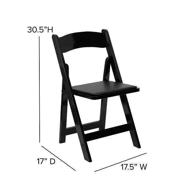 Hotel Garden Wedding Padded Plastic Black Resin Folding Chairs for Events