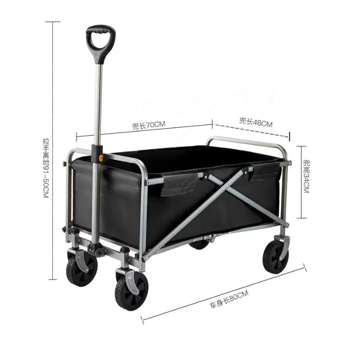 Integrated Outdoor Folding Small Carts Picnic Trailers Rear Door Open Camping Cart Lightness
