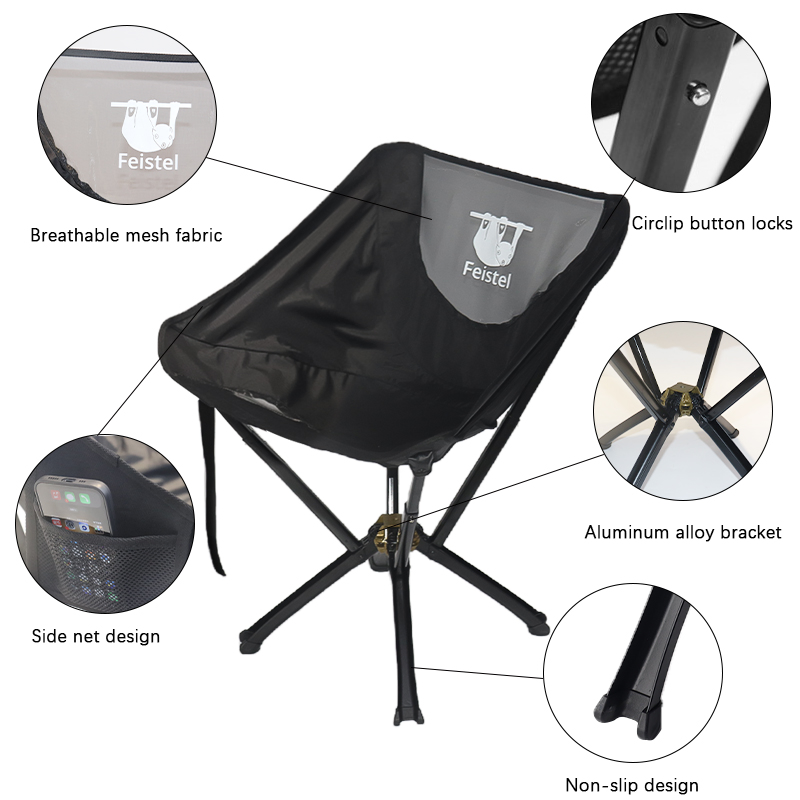 Feistel Outdoor Swivel Chair, Swivel Chair, 360 Degree Rotation, Super Easy to Deploy and Store, Frame &amp; Seat Integrated