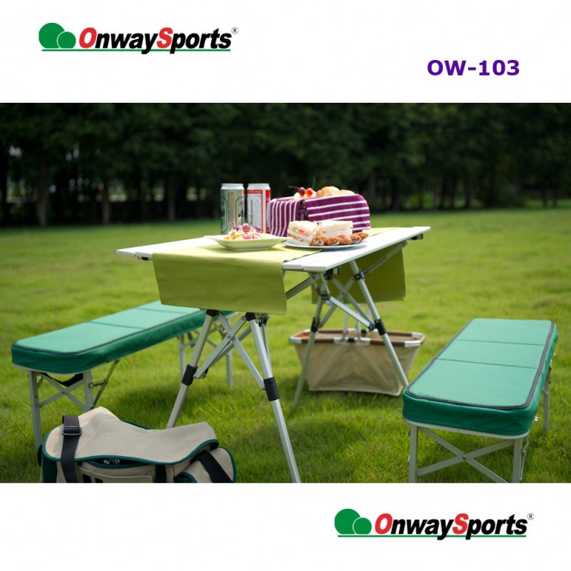 Outdoor Suitcase Aluminum Folding Picnic Table Ac2 with 4 Seats Ow 103 Heavy Duty