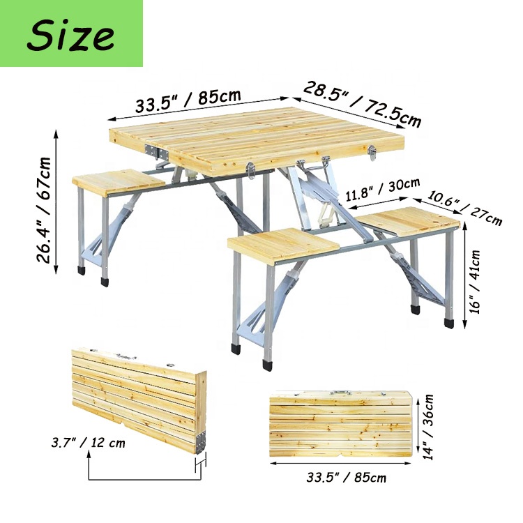 Portable Folding Camping Picnic Table with Seats Chairs and Umbrella Hole Suitcase Table for Indoor Patio Lawn Outdoor