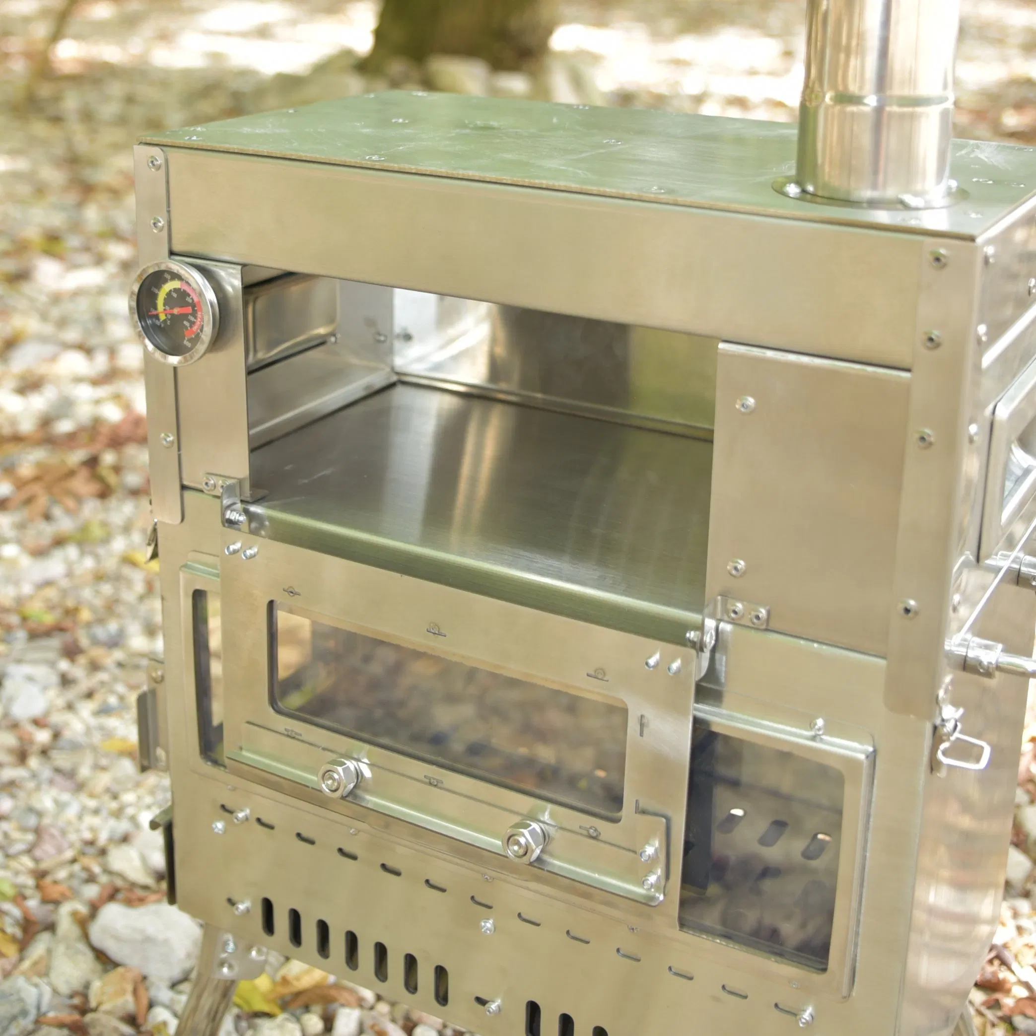 Multi - Functional Wood Burning Camping Stove with Integrated Oven for Hiking &amp; Picnic