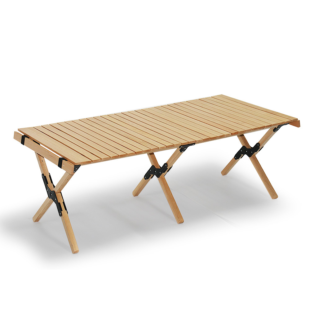 New Arrival Beechwood Egg Roll Table Solid Wood Stable Folding Camping Table for Glamping and Outdoor Picnic Activities