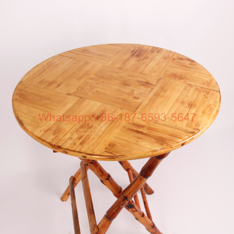 Rustic Bamboo Foldable Round Table and Chair for Events