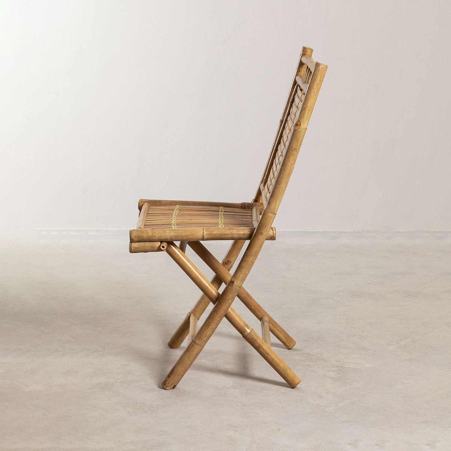 Folding Natural Bamboo Chairs for Home Cafe Bistro Restaurant Wholesale Dining Table and Chair Set