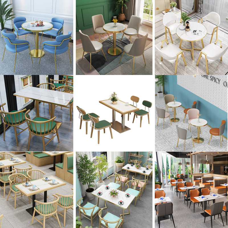 Luxury Wrought-Iron Dining Chairs Modern Minimalist Design Folding Bracket-Removal for Restaurants Cafeterias