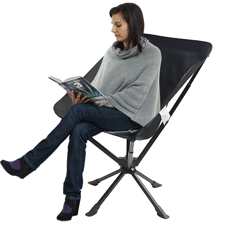 Quick Open 360-degree Swivel Folding Chair-Lightweight Aluminum Camping &amp; Fishing Dining Chair with 150kg Capacity