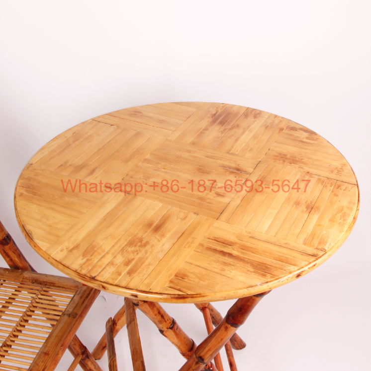 Rustic Bamboo Foldable Round Table and Chair for Events