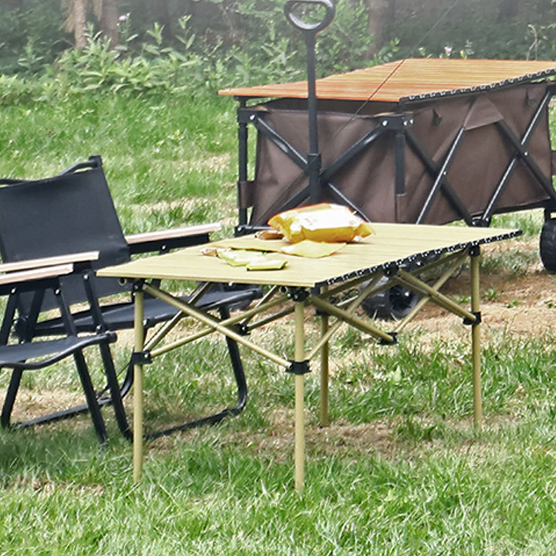 Wholesale Stock Outdoor Camping Egg Roll Table Convenient Foldable Square Metal Non-Slip Stable for Picnic Parties