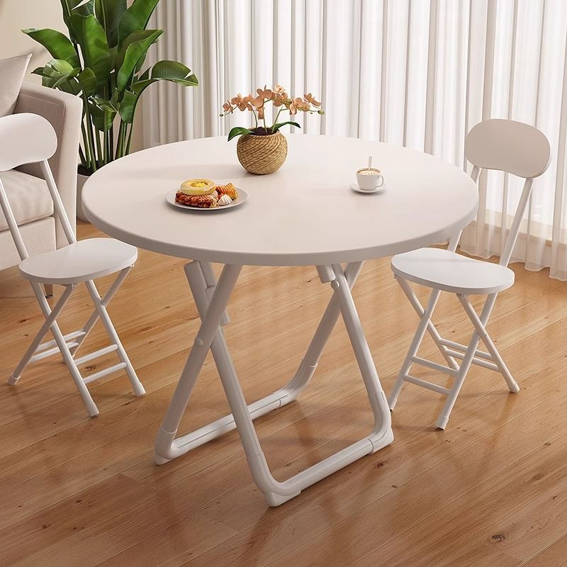 Folding Round Bamboo Dining Table Portable Home Balcony Use Minimalist Modern Design Simple Table Chair Set
