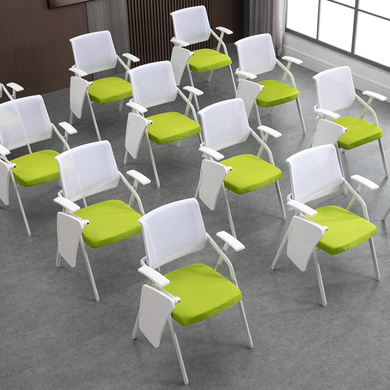 EKL Ergonomic Mesh Folding Training Chair with Writing Board Table for Conference Rooms Studies or Offices