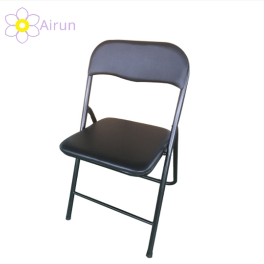 Black Foldable Light Weight Metal Steel Frame Folding School PU Leather Padded Chairs for Meeting Party Event Wedding Training Conference