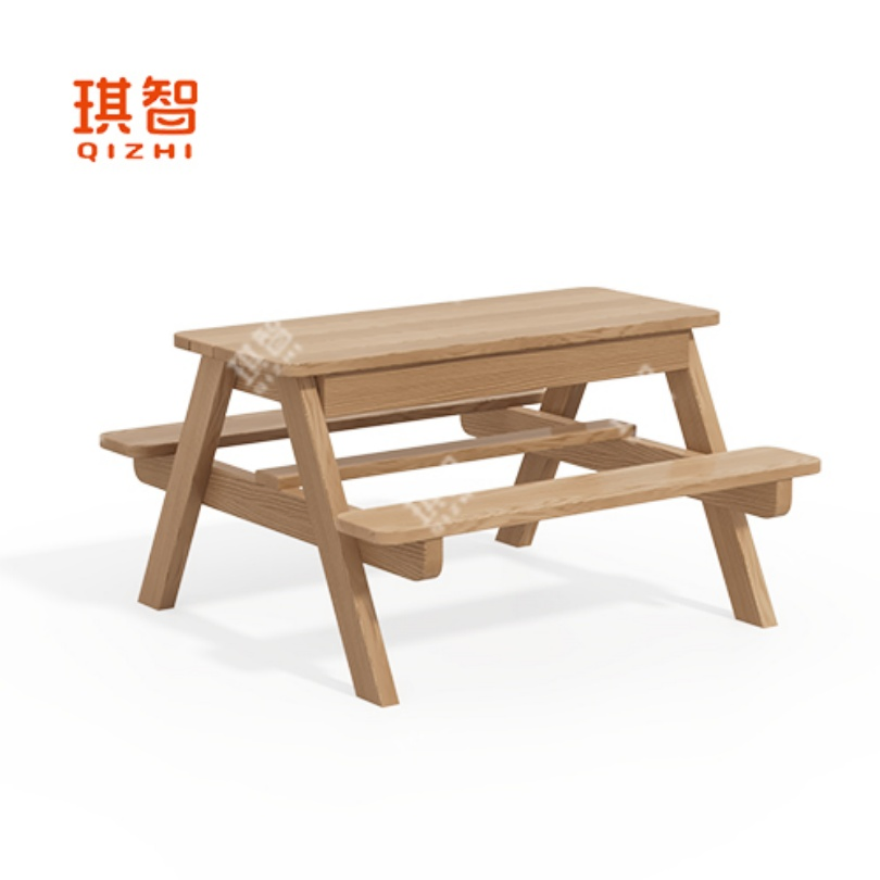 Combined Design Foldable Design Natural Wooden Picnic Table with Umbrella Kindergarten Children Furniture