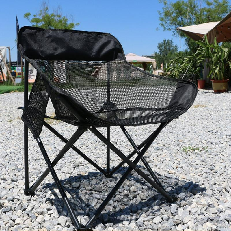 Outdoor Stainless Steel Mesh Moon Chair-Portable Folding Chair for Camping Picnicking Bedroom Workshop Use-Minimalist Design