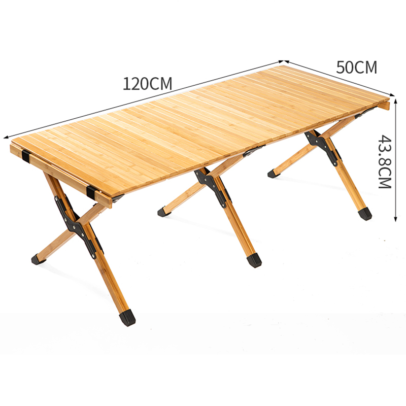 Modern Portable Self-driving Table Chairs Outdoor Folding Bamboo Egg Roll Camping Table for Home Outdoor