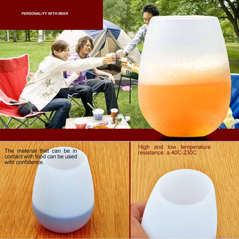 Silicone Red Wine Portable Red Wine Cup Eco-Friendly Anti-Fall Anti-Skid Water Cup Folding Colorful Beer Container
