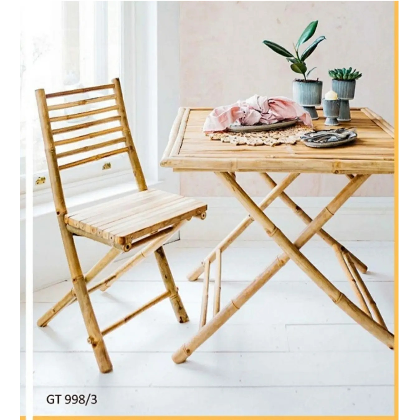 Eco-Friendly Modern Bamboo Dining Table Chair Set Customizable Minimalist Foldable Design Competitive Price for Home Furniture