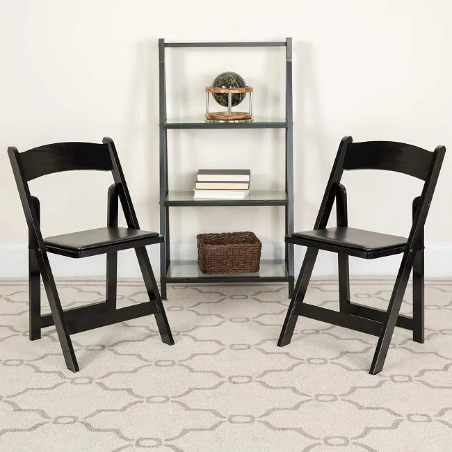 Hotel Garden Wedding Padded Plastic Black Resin Folding Chairs for Events