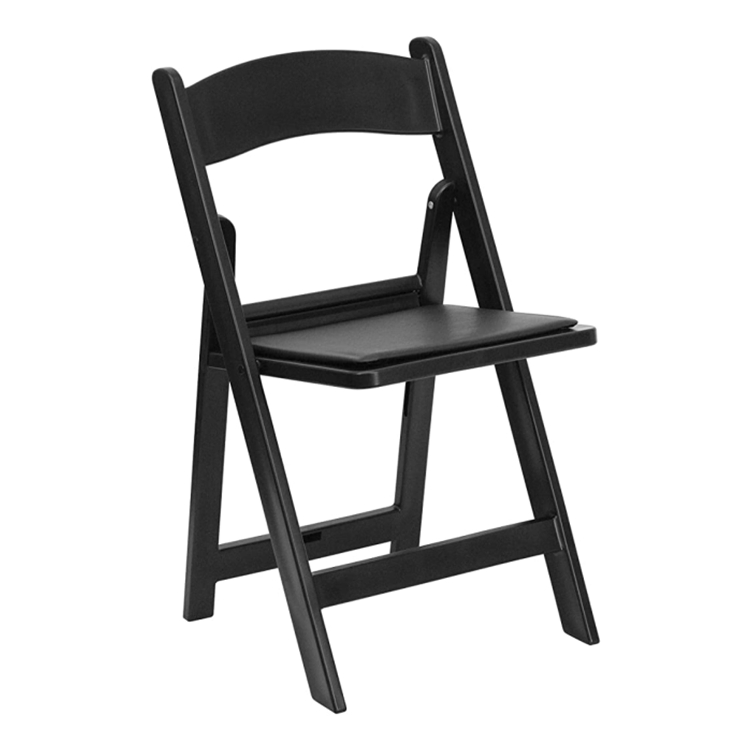 Hotel Garden Wedding Padded Plastic Black Resin Folding Chairs for Events